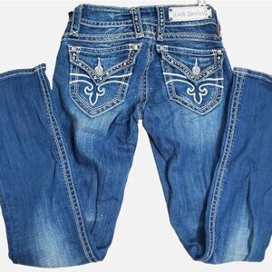 Rock Revival Jeans 26 Heather Boot Embellished Pockets Heather Denim Blue